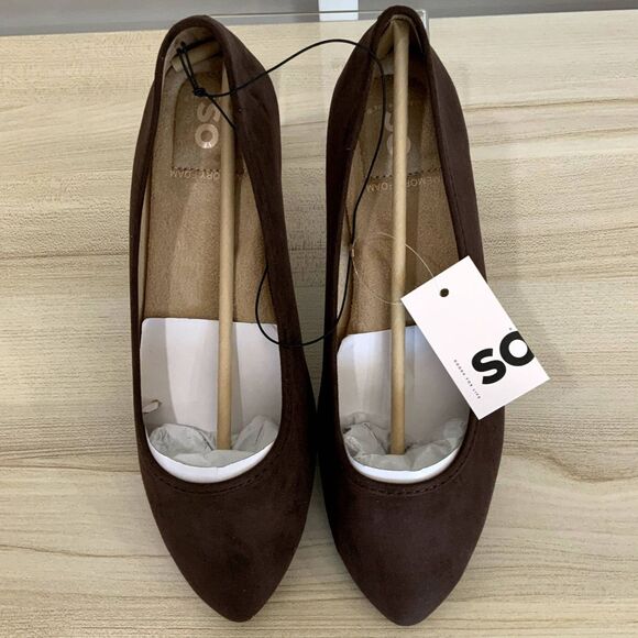 NWT!! Brown Faux Suede Memory Foam Pointed To Ballet Flats  Size 9 - Picture 2 of 3